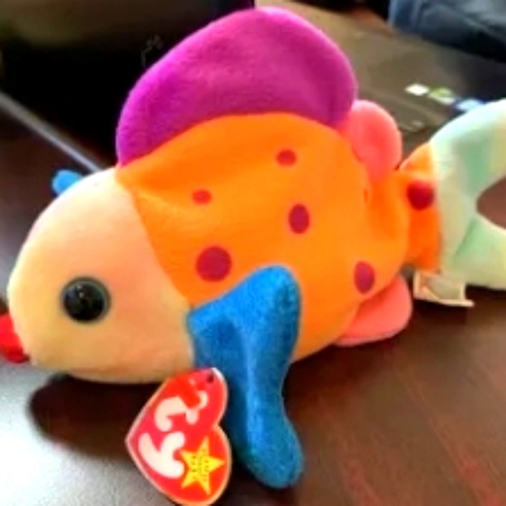 Original Ty Beanie Baby LIPS Colorful Fish 1999